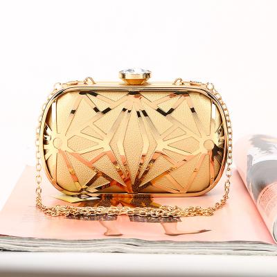 China Fashion Elegant Frame Wholesale Metal Beaded Metallic Clutch Bags Evening Bags Rhinestone Purses For Women for sale