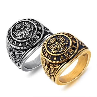 China / Gold Plated Stainless Steel Lost Wax Casting Jewelry Ring For Man for sale