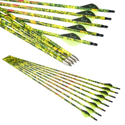 China Hunting Shooting Target Practice Spine 200 Camouflage 250 300 340 400 500 600 0.003 Carbon Arrows For Bow Hunting Compound Archery for sale