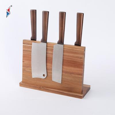 China Sustainable Natural Kitchen Countertop 30*10*24cm Large Capacity Double Side Strong Bamboo Magnetic Knife Block for sale