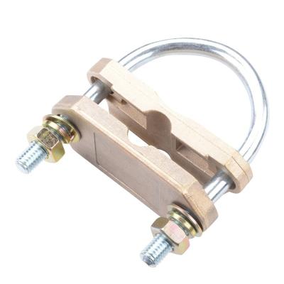 中国 Brass U type Copper Tape Clamp earthing cable connector 販売のため