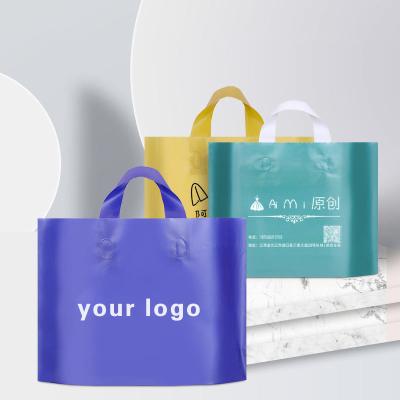 China Gift Shop Carry Reusable Custom Logo Print Disposable Plastic Gift Bag Shopping Tote Bag With Handle for sale