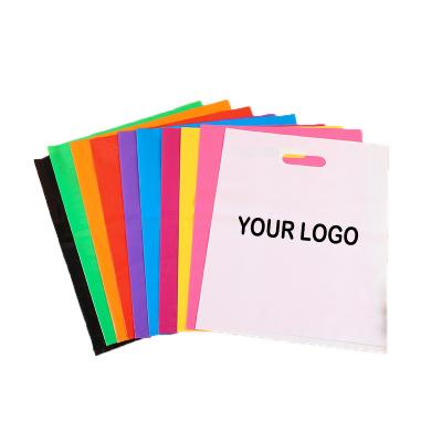 China Disposable Custom Logo Printed Clothing Shoe Packing Die Cut Plastic Custom Shopping Bags for sale