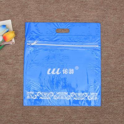 China Custom Disposable Frosted Clear Custom Logo Pvc Tote Pouch Slide Zipper Bag With Zipper for sale