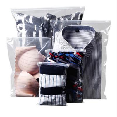 China Disposable Towel Storage Sealed Bag Frosted Transparent Underwear Plastic Packaging Bag Pe Clothing Zipper Bag for sale