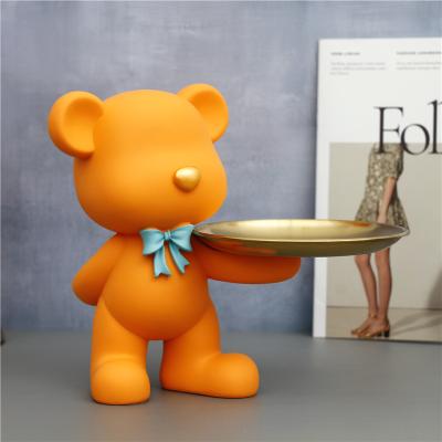 China Eurasia Brown Bear Rustic Nordic Table Power Style Accessories Decor Home Storage Tray Luxury Resin Crafts for sale