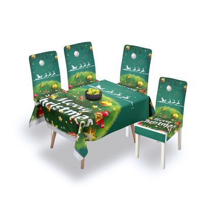 China Polyester Simple Holiday Custom Christmas Back Decoration 3D Printing Chair Table Cover Dining Room for sale