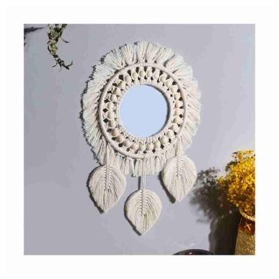 China Art Decor Hot Sale High Quality Home Decorative Mirror Macrame Wall Hanging Mirror for sale