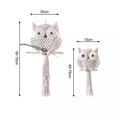 China Handmade Art Decor Cotton Boho Style - Home Macrame Woven Owl Wall Hanging Tapestry Decoration for sale