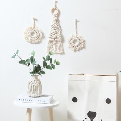 China Handmade Home Macrame Woven Christmas Tree Art Decor Bohemia Cute Kit Cotton Ornaments Ornaments for sale