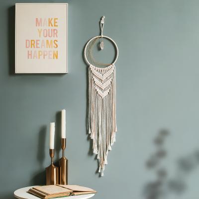 China Macrame Crystal Stone Pendant Dream Catcher Home Decor Cotton Art Decor Hand Woven Tapestry for sale