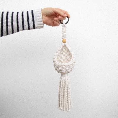 China Plant hangers beige color small macrame pot hanger decor Art Decor Boho Handmade Wall for sale