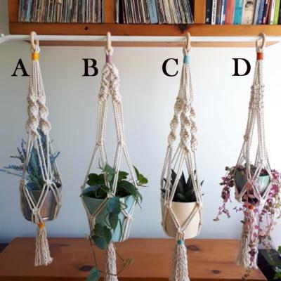 China Handmade Home Plant Hanger Macrame Cotton Art Decor Boho Indoor Custom Hanging Planter for sale