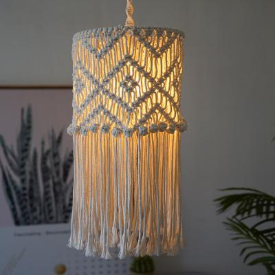 China Handmade Art Decor Bohemian Decorative Light Ceiling Chandelier Lampshade Macrame Lamp Shade for sale