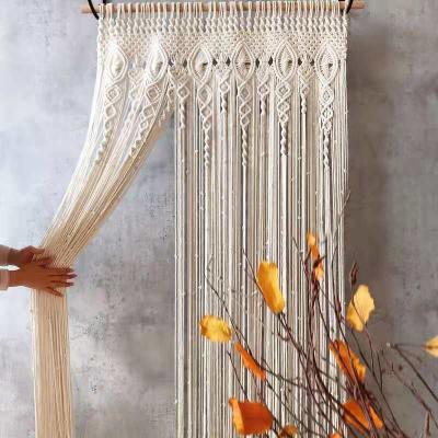 China Boho Macrame Accessories Cotton Decor Large Backdrop Bohemian Handmade Tapestry Hanging Door Curtain for sale