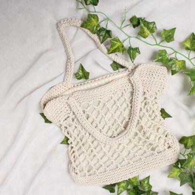 China Art Decor Chic Style Women Cotton Beach Handbag Macrame Tote Rope Hand Bag Woven Bags for sale