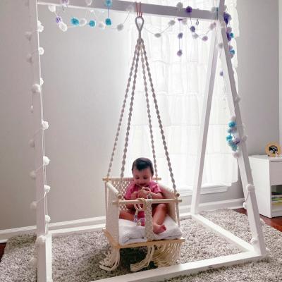 China Art Decor High Quality Indoor Kids Handmade Toy Boho Macrame Baby Swing Chair Cotton Teething Home Decor for sale