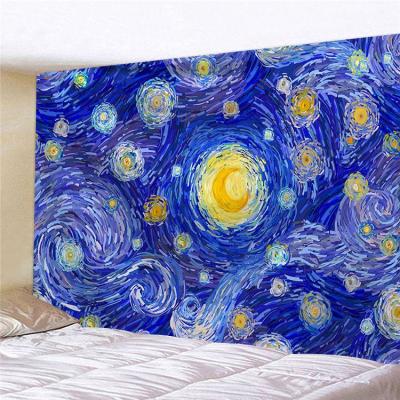 China Van Gogh Style Wholesale Psychedelic Colorful Polyester Custom 3D Print Wall Hanging Tapestry for sale