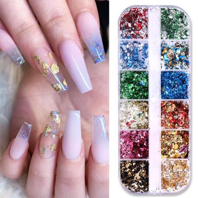 China Recyclable Nail Glitter Powder Glitter Gold And Silver Tin Foil INS Color Aluminum DIY Decoration for sale