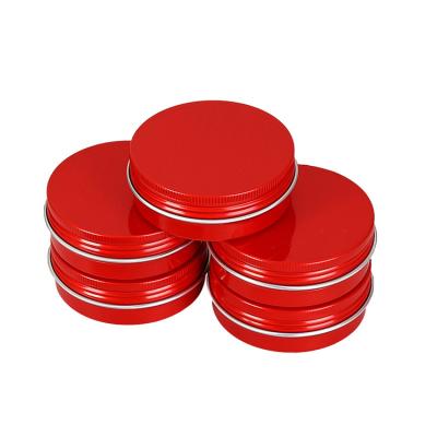 China Beauty Industry Single Color Red Aluminum Round Jar 5ml-250ml Hot Selling Cosmetics Jars Customized Sticker Logo Available for sale