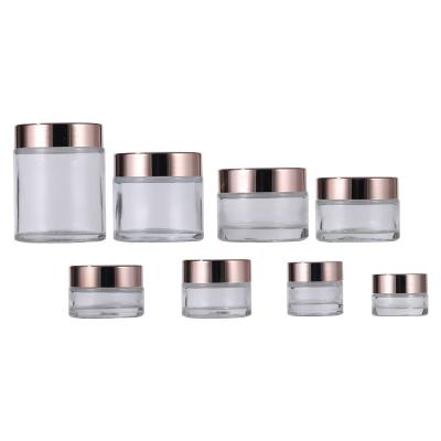 China New Spot 5g10g15g30g50g100g Gold Skin Care Cream Bottle Transparent Glass Eye Cream Jar Bright Pink Cream Bottle for sale