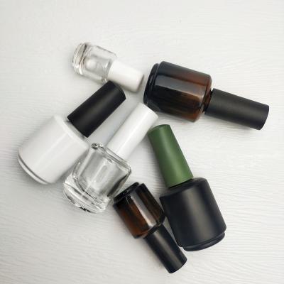 China Hot Sale 5ml15ml Personal Care Porcelain Matte Clear Transparent Round Nail Polish Glass Bottle With Brush for sale