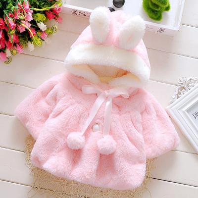 China Winter New Arrival Kids Clothing Rabbit Girls Warm Comfortable Children's Breathable Coat Solid Faux Fur Coat Ears for sale