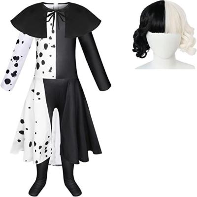 China Kids Cruella Deville Cosplay Cartoon Costume 2021 Movie Character Dress Costume Dress New For Halloween for sale