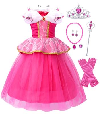 China Kids Eco-Friendly Princess Girl Dress Up Materials Halloween Cosplay Children Party Aurora Fancy Princess Dress Costumes for sale