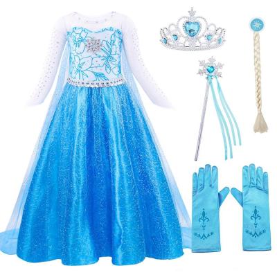 China Santin+Tulle Dresses For Girls Fashion Little Baby Kids Summer Party Costume Children Clothes Set Elsa Anna Princess for sale