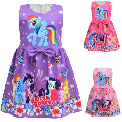 China Breathable dress dress for kids cartoon unicorn print dress for babies boutique kids knit dresses summer for sale