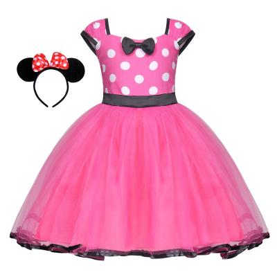 China New Breathable Child Lace Princess Gown Long Dress Kids Sportswear Dot Pattern Birthday Tutu Dress Fashion Girls Party Dress Polka Stars for sale