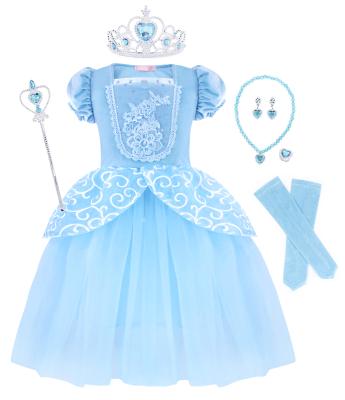 China Cinderella Princess Dress Short Sleeve Fancy Baby Kids Halloween Costume Girls Summer Cinderella Costume Party Performance Clothing for sale