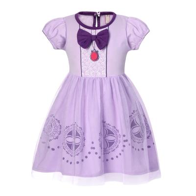 China Tutu Dresses Mesh Snow White Sophia Princess Short Sleeve Bow Sale Girls Purple Top Dress Dresses for sale