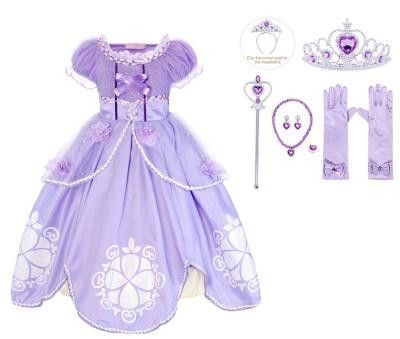 China Princess Sofia Girls Costume Halloween Party Cosplay Performance Dress Up Cosplay Pretend Play Dress Birthday Outfit Cosplay Dresses With Accessories for sale