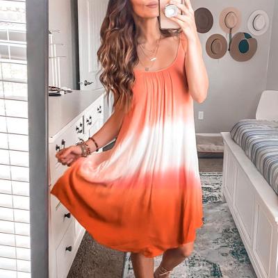 China High Quality Anti-Static Cheap Casual Tie Dye Sleeveless Dress 2022 Summer Women Dress for sale