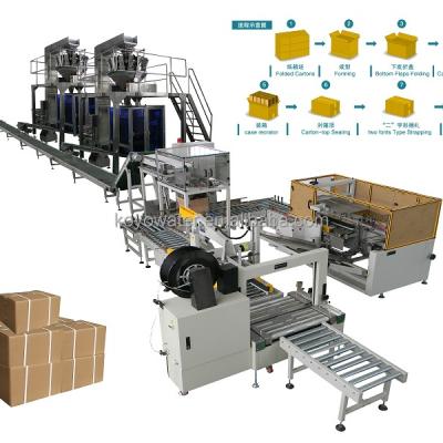 China Vertical Type Automatic Case Packer Packing Line For Press Fill Sugar Bag Pouch With Carton Sealer for sale