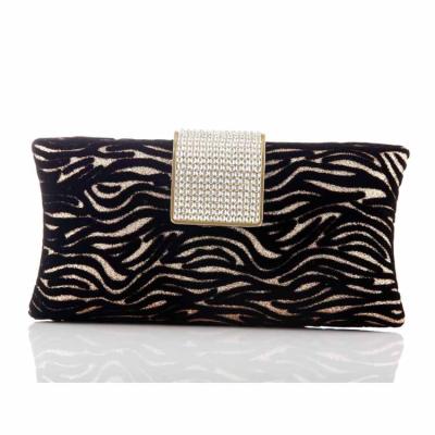 China Crystal Main Clutch Bag Leopard Fashion Evening Purse Black Color Leopard Clutch Bag For Party for sale