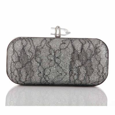 China Designer Clutch Bags Designer Silver Color Lace Glitter Evening Material Clutch Bag For Woman for sale