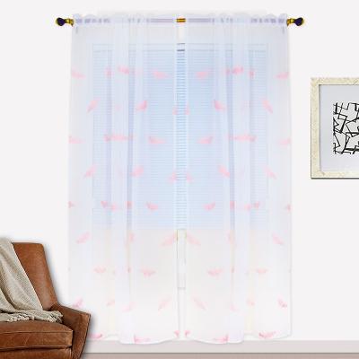 China Sheer Privacy Butterfly Curtains Living Room Kitchen Rod Pocket Bedroom Gauze Window Bedroom Curtain for sale