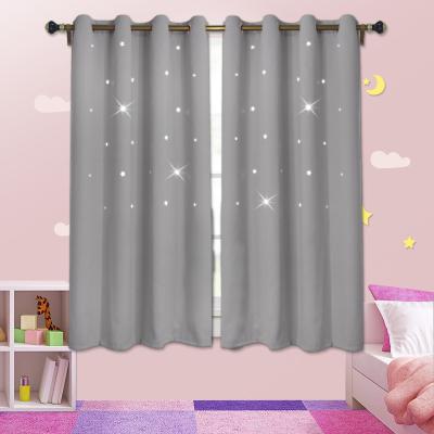 China Solid Home Bedroom Hollow Star Privacy Curtains Window Door Drapes Modern Ready Made Curtain for sale