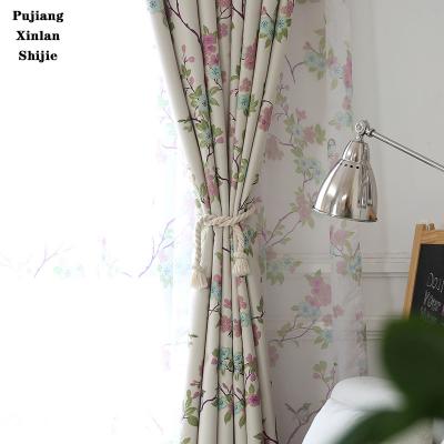 China Luxury Black Curtains Home Outlet Black Curtains Blackout Flower Pattern 100% Blackout Double Layers Curtain Modern Bedroom Decoration Living Room Curtains for sale