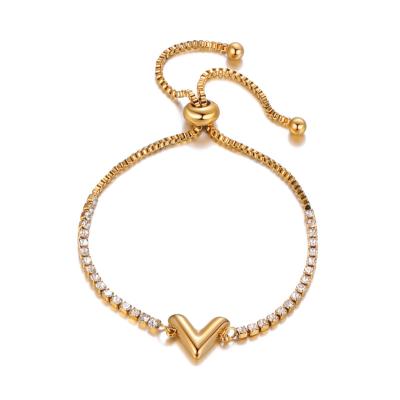 China Europe and America Classic Simple Stone V Letter Boy Bracelet Gold Party Chain Ladies for sale