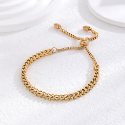 China Europe and America fashion simple titanium steel gold-plated adjustable bracelet women hip-hop gift for sale