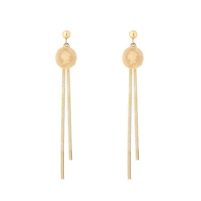 China CLASSIQUE high quality French Queen's Blade chain main earrings in stainless steel and gold plated for women for sale