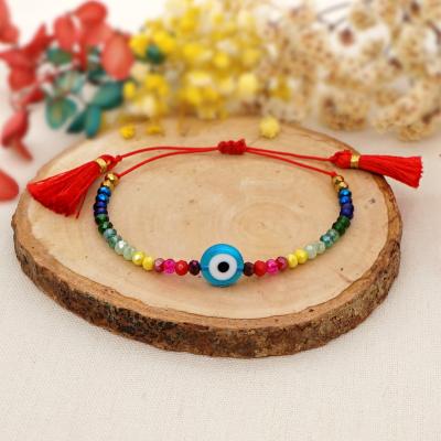 China GO2BOHO BOHEMIA Evil Eye Bracelets For Women Crystal Beaded Pulsera Tassel Bracelet Jewelery Friendship Rainbow Summer Boho Jewelry for sale