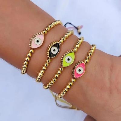 China Go2boho BOHEMIA Gold Bead Friendship Adjustable Bracelet With Evil Eye Charm New In Fashion Chic Popular Jewelry for sale