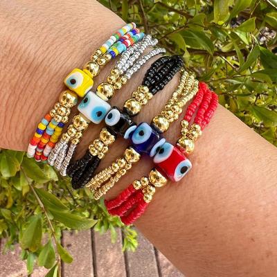 China Trendy Colorful Jewelry Summer Fashion Miyuki Seed Bead BOHEMIA Evil Eye Friendship Boho Bracelet Go2boho Liuli for sale