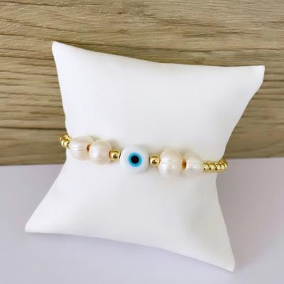 China Go2boho Natural BOHEMIA Freshwater Pearl Gold Pearl Evil Eye Bracelets Women Boho Friendship Jewelry Adjustable for sale