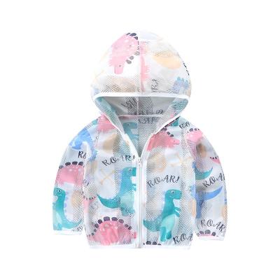 China Long Sleeve Cartoon Pattern Zip Up Little Kids Summer Clothes Sun Protection Hooded Anti-UV Clothing for sale